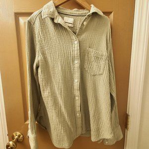 J Crew Classic-fit soft-crinkle gauze shirt - FADED PISTACHIO - Size 6